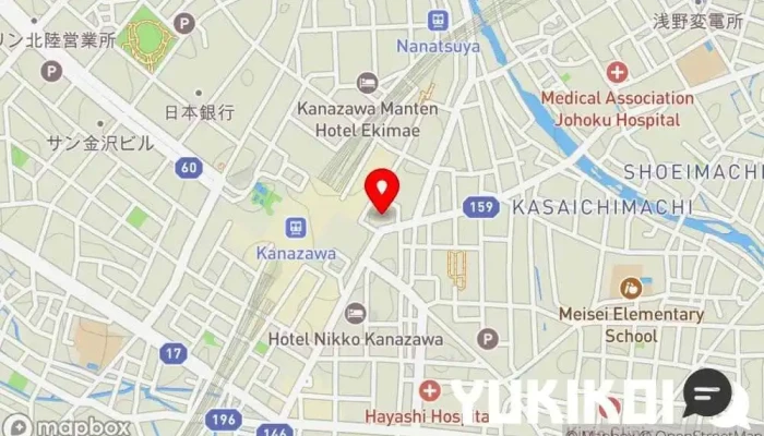 の地図 DINING TSUZUMI／ホテル金沢 洋食レストラン, フランス料理店, イタリア料理店 で 金沢市