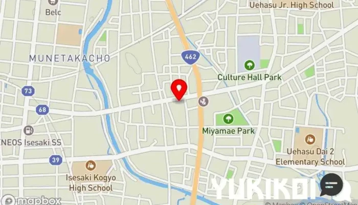 の地図 HERO'S Kitchen レストラン, コーヒーショップ・喫茶店, 日本式洋食レストラン, とんかつ店, うなぎ料理店 で 伊勢崎市