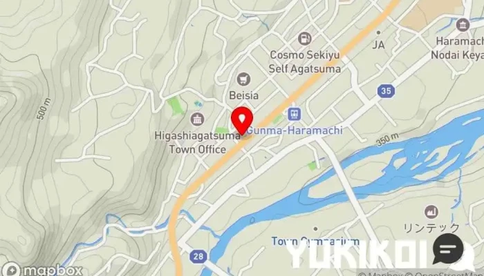 の地図 うまい焼肉 あおぞら 原町店 焼肉店, テイクアウト, 肉料理店, ラーメン屋, レストラン で 東吾妻町