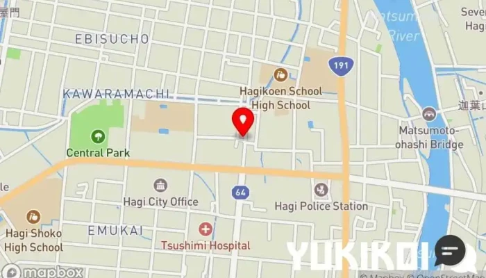 の地図 お好み焼きレストラン ふくだや お好み焼き店 で 萩市