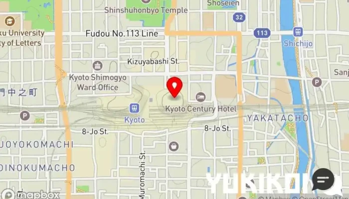 の地図 つくもうどん 塩小路本店 うどん屋, 鶏料理店, ファースト フード店, カレー店 で 京都市