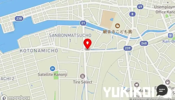 の地図 つるかめうどん うどん屋 で 観音寺市