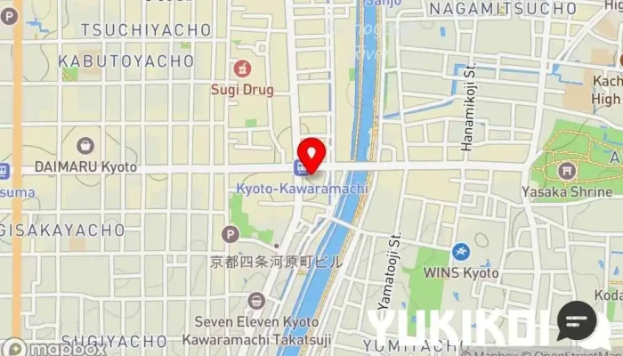 の地図 京懐石 美濃吉 四条河原町店 和食店, 純和食店, 会席・懐石料理店, うなぎ料理店 で 京都市