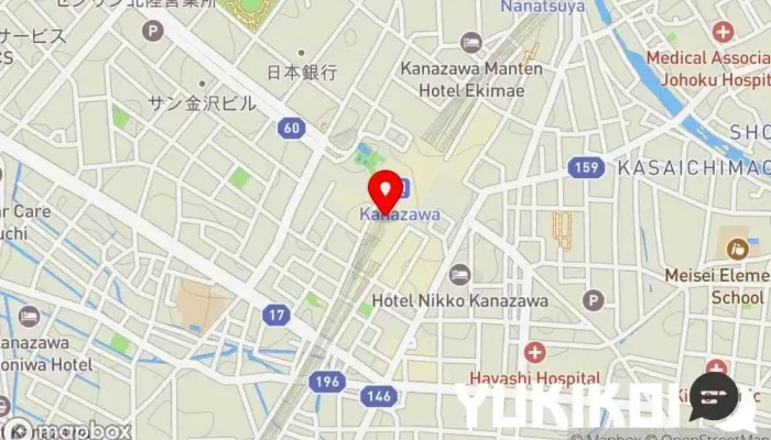 の地図 日本料理 加賀屋 金沢店 会席・懐石料理店, 郷土料理店, 和食店, シーフード・海鮮料理店 で 金沢市